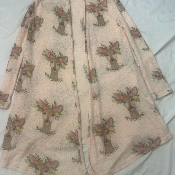 Judith March Women's Floral Deer Print Cardigan Sweater S Boho Pockets - Picture 4 of 14